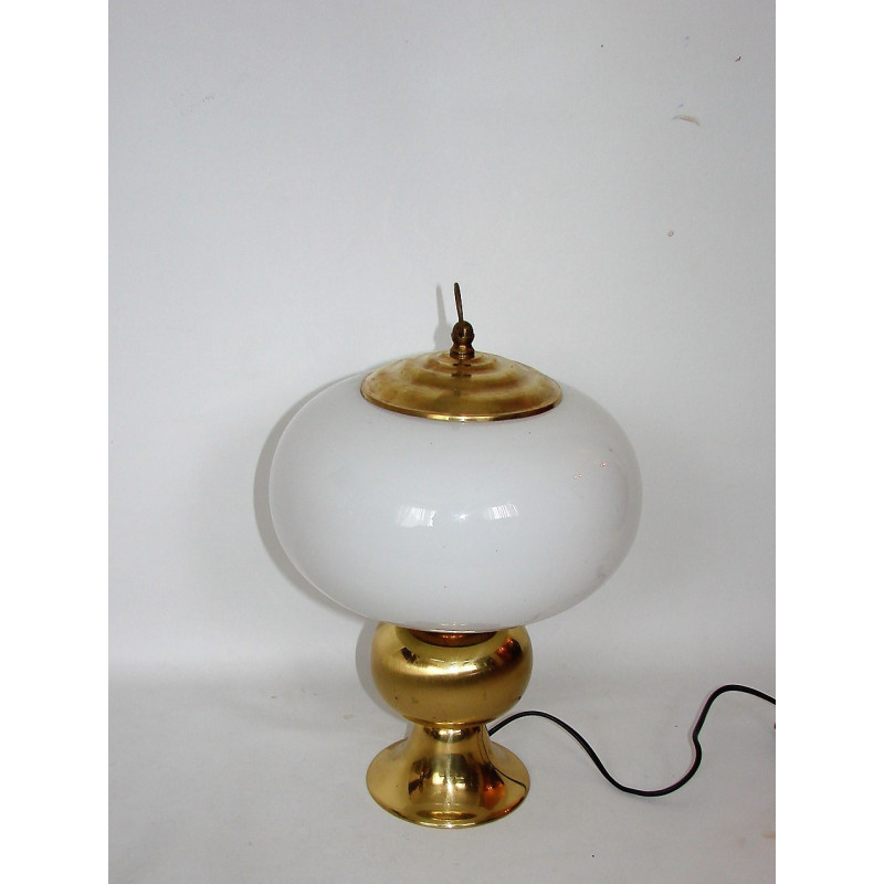 Vintage Art Deco lamp van messing en glas, 1960