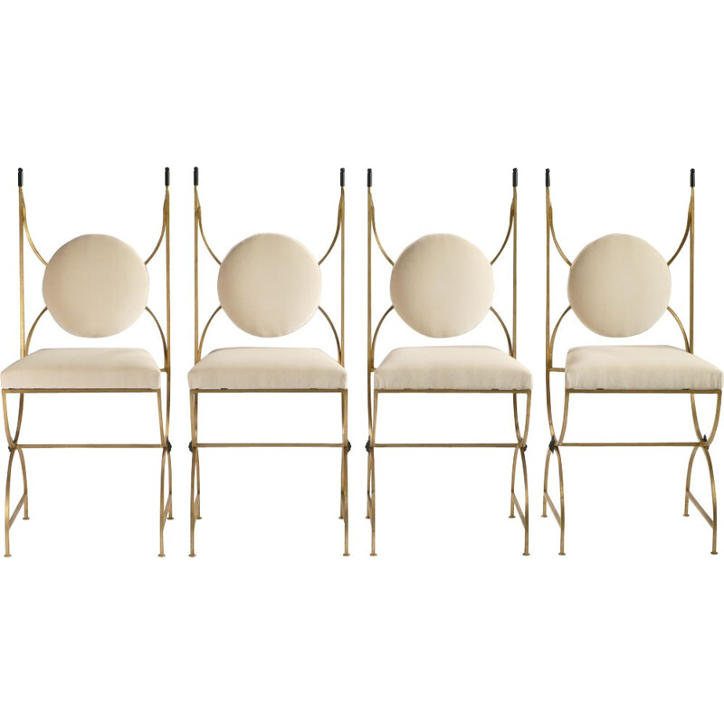 Set of 4 golden cast iron chairs, Robert THIBIER - 1960s