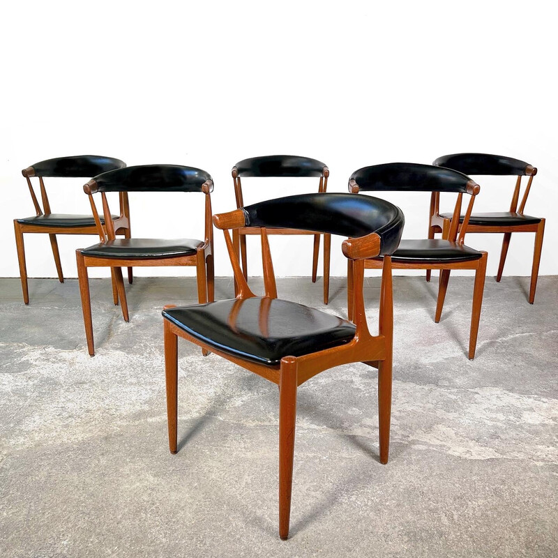 Ensemble de 6 fauteuils vintage BA-113 en teck par Johannes Andersen pour Samcom, 1960