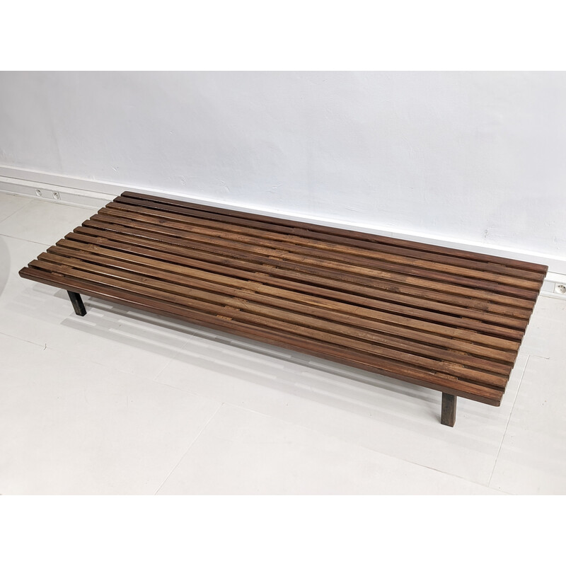 Vintage bench in mahogany wood model Cansado by Charlotte Perriand, 1954