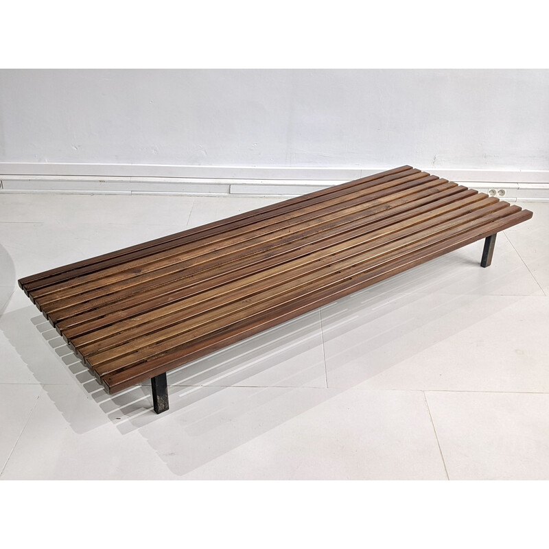 Vintage bench in mahogany wood model Cansado by Charlotte Perriand, 1954