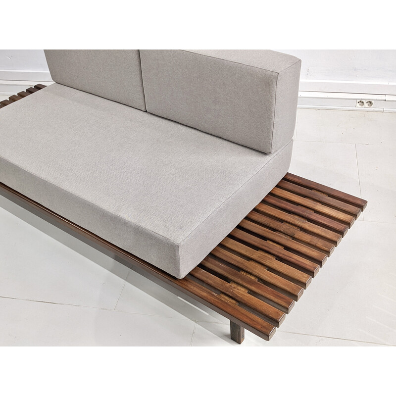 Vintage Cansado bench in mahogany wood by Charlotte Perriand, 1954s