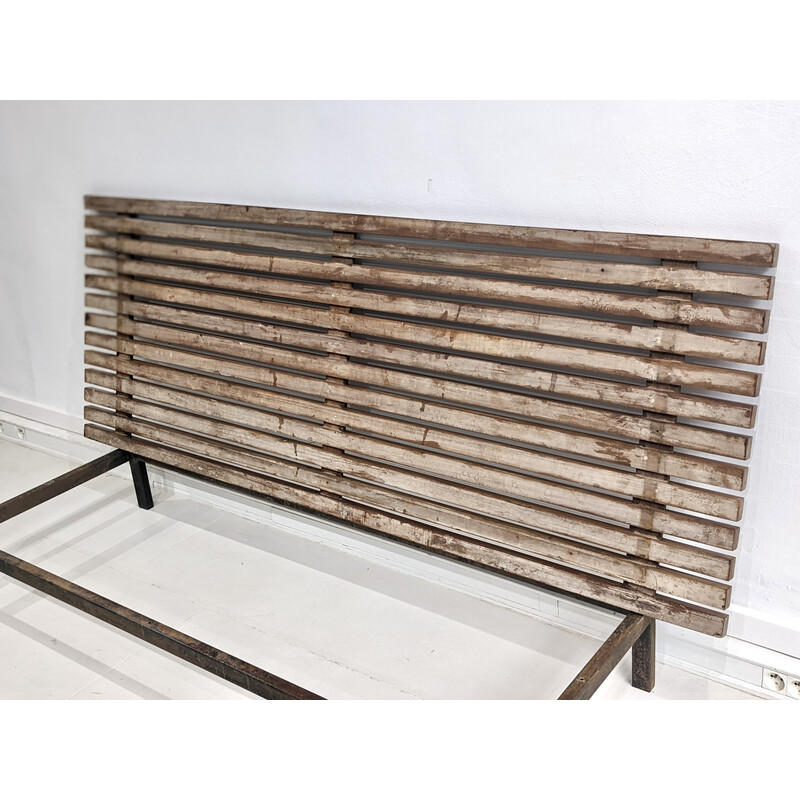 Vintage Cansado bench in mahogany wood by Charlotte Perriand, 1954s