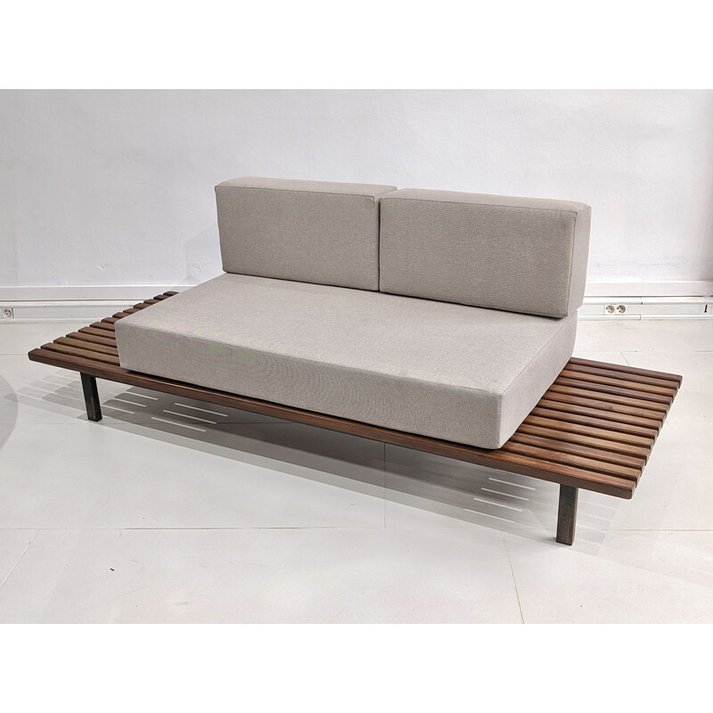 Vintage Cansado bench in mahogany wood by Charlotte Perriand, 1954s