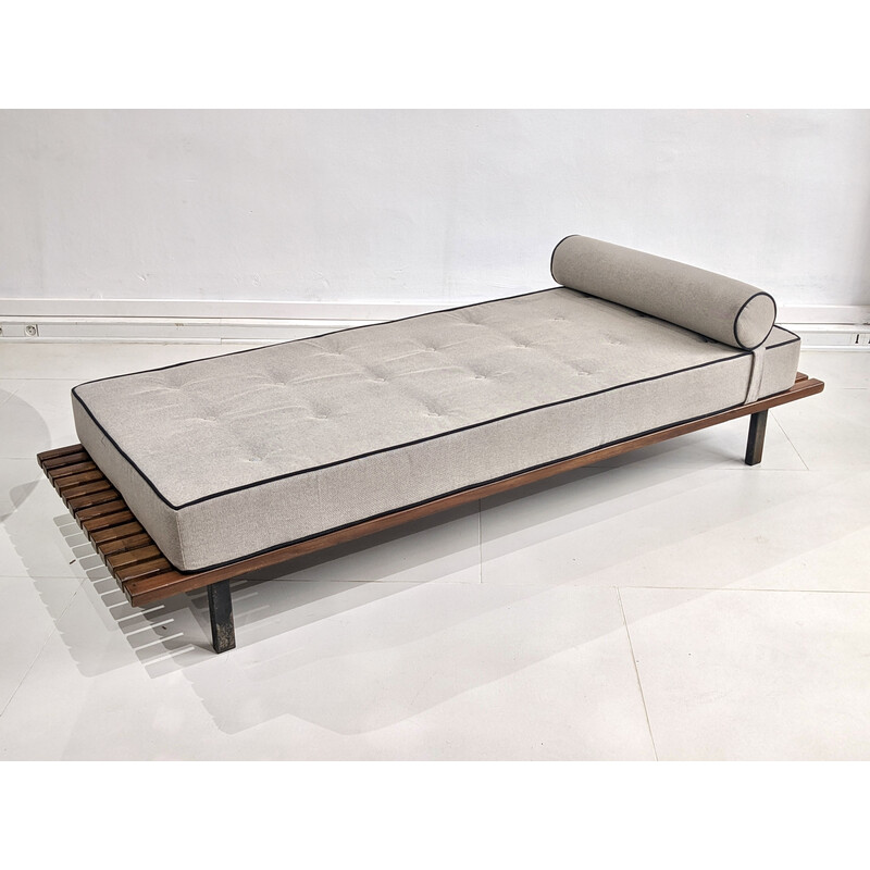 Vintage mahogany wood sofa bed by Charlotte Perriand, 1954s