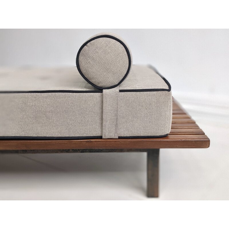 Vintage mahogany wood sofa bed by Charlotte Perriand, 1954s