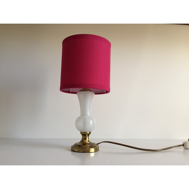 Lampe vintage en verre opalin, 1960