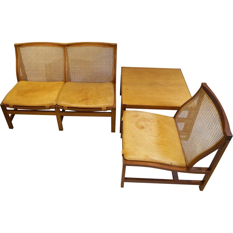 "King Series" set of 2-seater sofa coffee table and easy chair in mahogany, Rud THYGESEN and Johnny SORENSEN - 1960s
