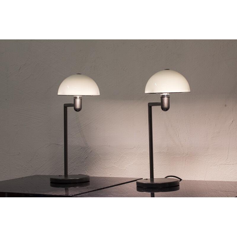 Pair of Zero grey table lamps, Pert SUNDSTEDT - 1980s