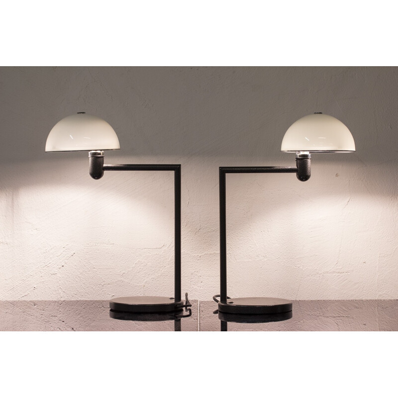Pair of Zero grey table lamps, Pert SUNDSTEDT - 1980s
