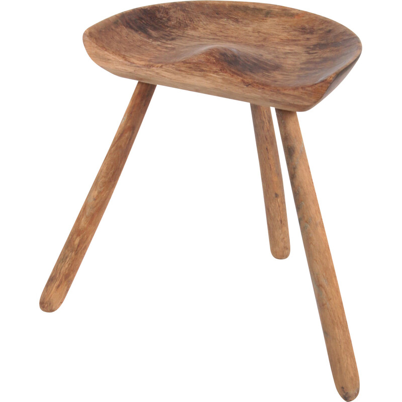 Tabouret tripode vintage en hêtre par Mogens Lassen, Danemark 1950