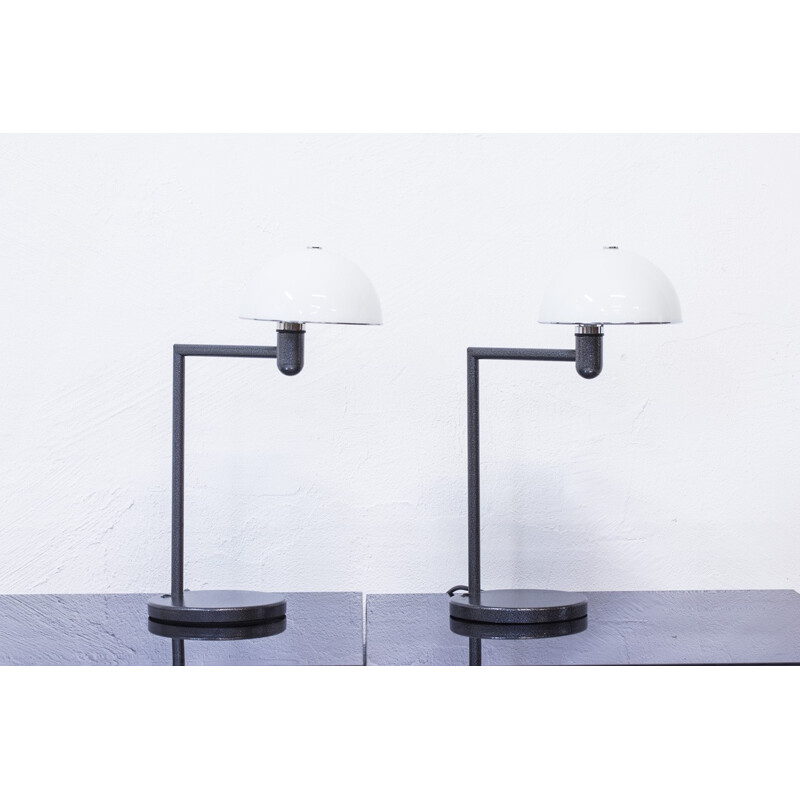 Pair of Zero grey table lamps, Pert SUNDSTEDT - 1980s