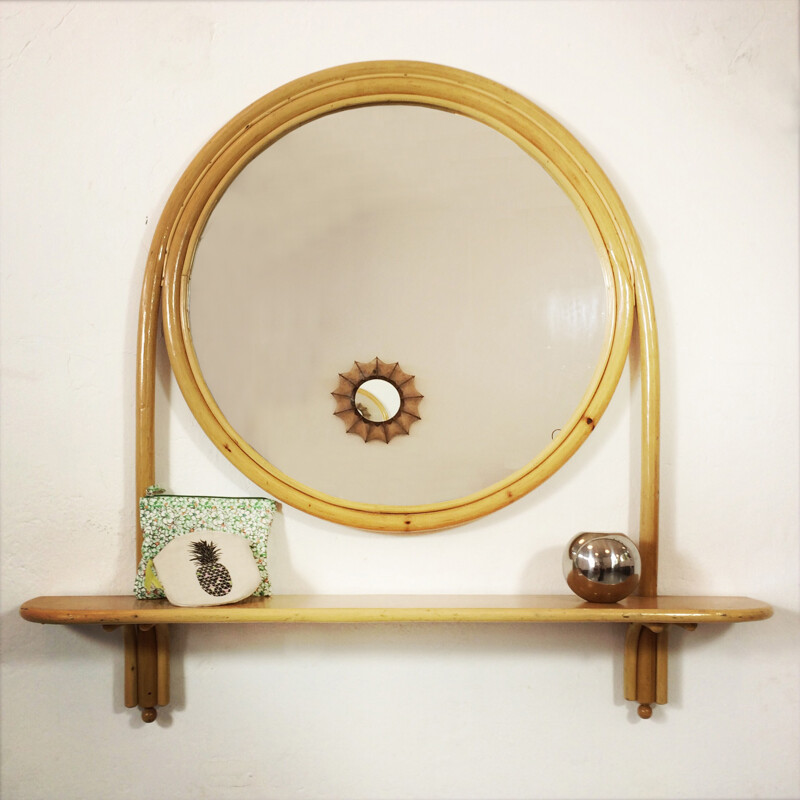 Mid-century large bamboo mirror - 1960s