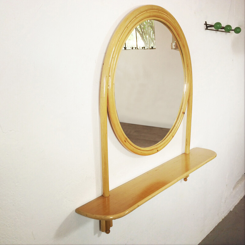 Mid-century large bamboo mirror - 1960s