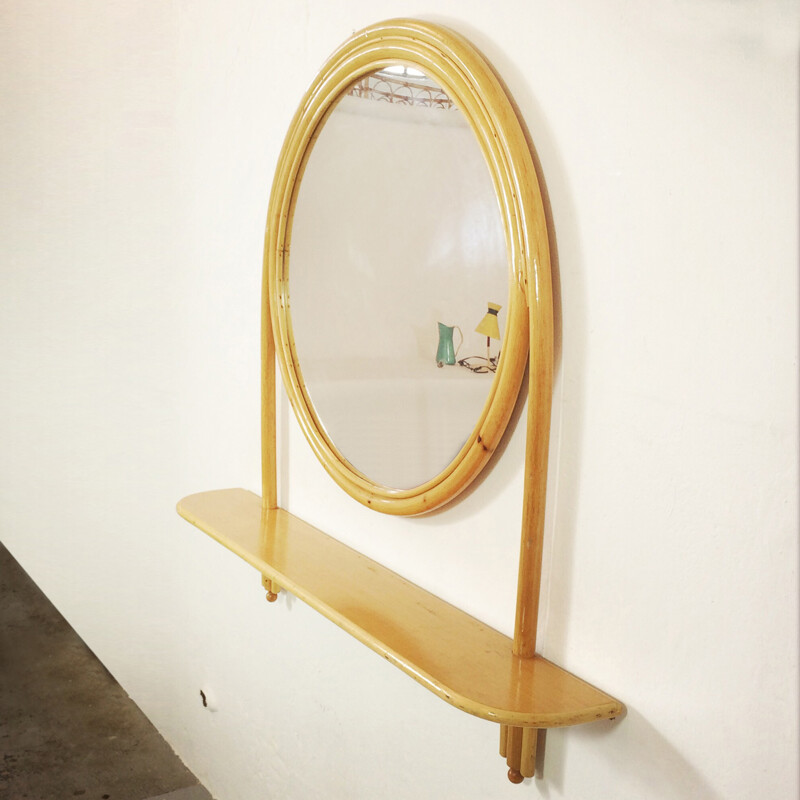 Mid-century large bamboo mirror - 1960s