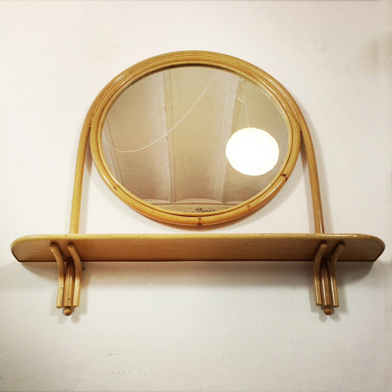 Mid-century large bamboo mirror - 1960s