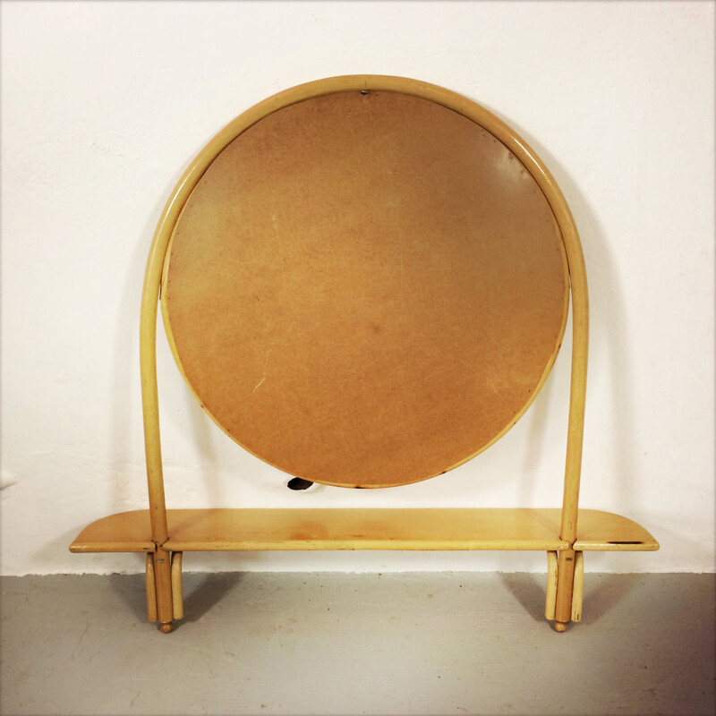 Grand miroir vintage en bambou - 1960