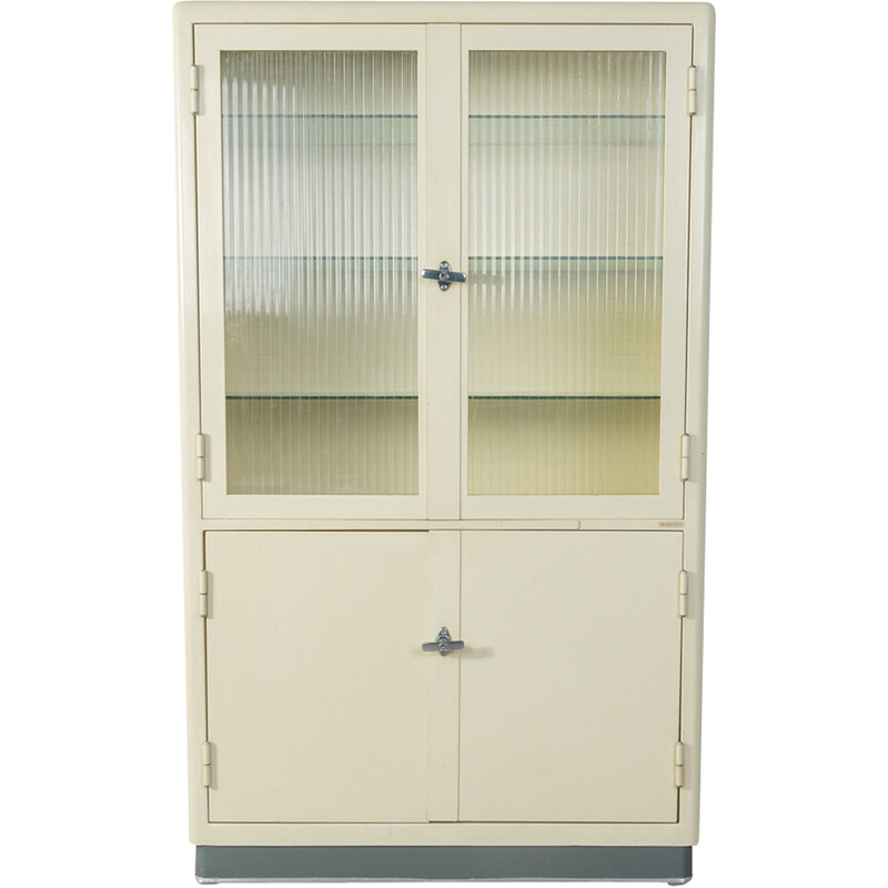 Vintage medicine cabinet with two glass doors by Maquet, 1950s