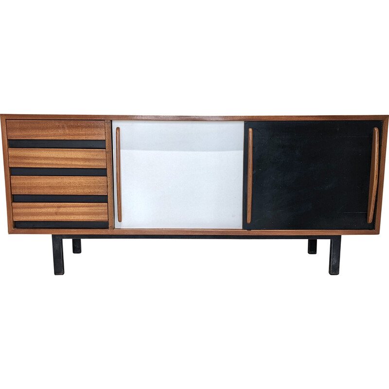 Vintage Cansado mahogany highboard with drawers by Charlotte Perriand for Steph Simon, 1960