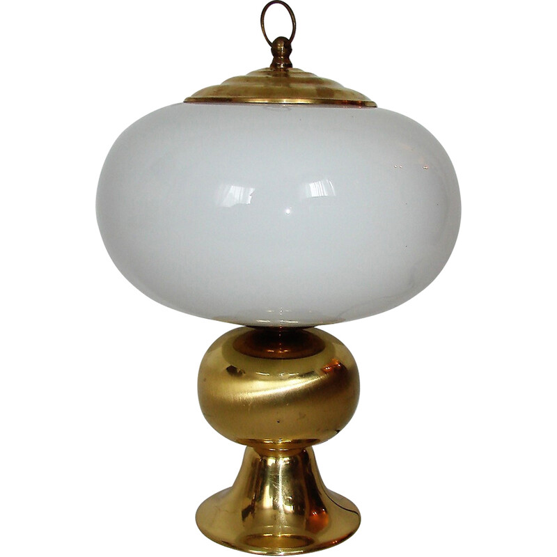 Vintage Art Deco Lampe aus Messing und Glas, 1960