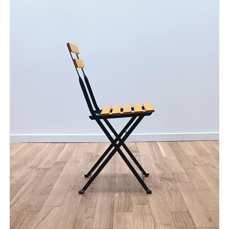 Chaise de jardin vintage en bois jaune