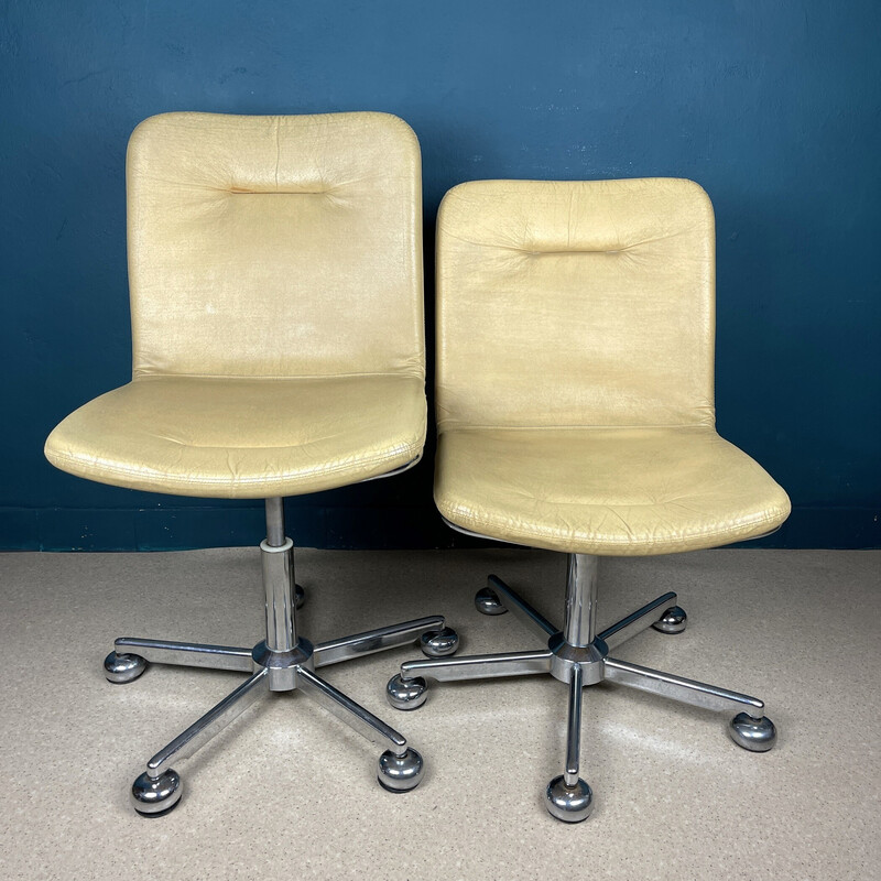 Paar vintage italiaanse bureaustoelen van Gastone Rinaldi, jaren 1970