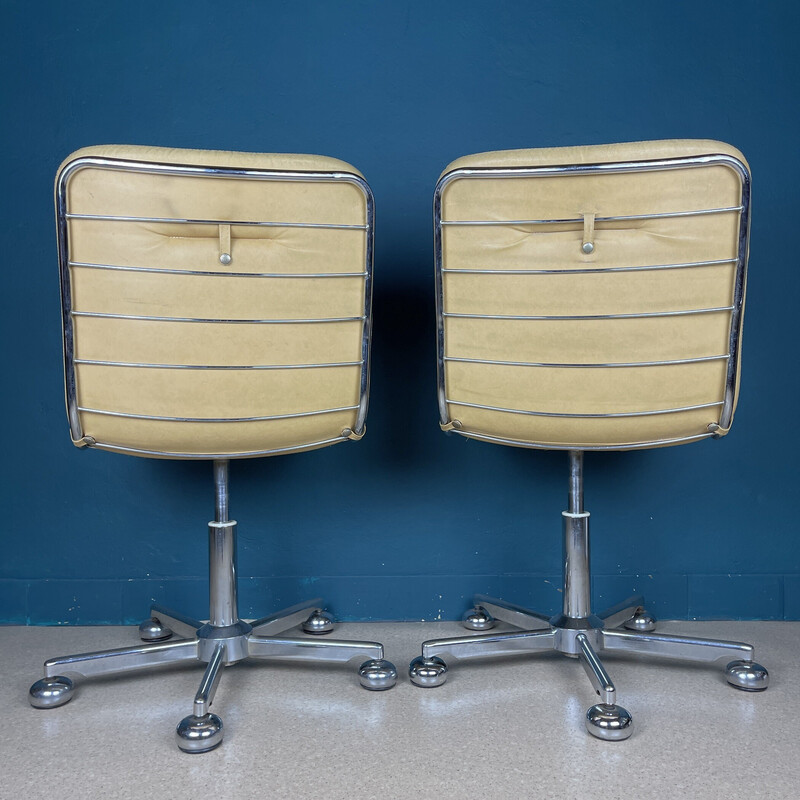 Paar vintage italiaanse bureaustoelen van Gastone Rinaldi, jaren 1970