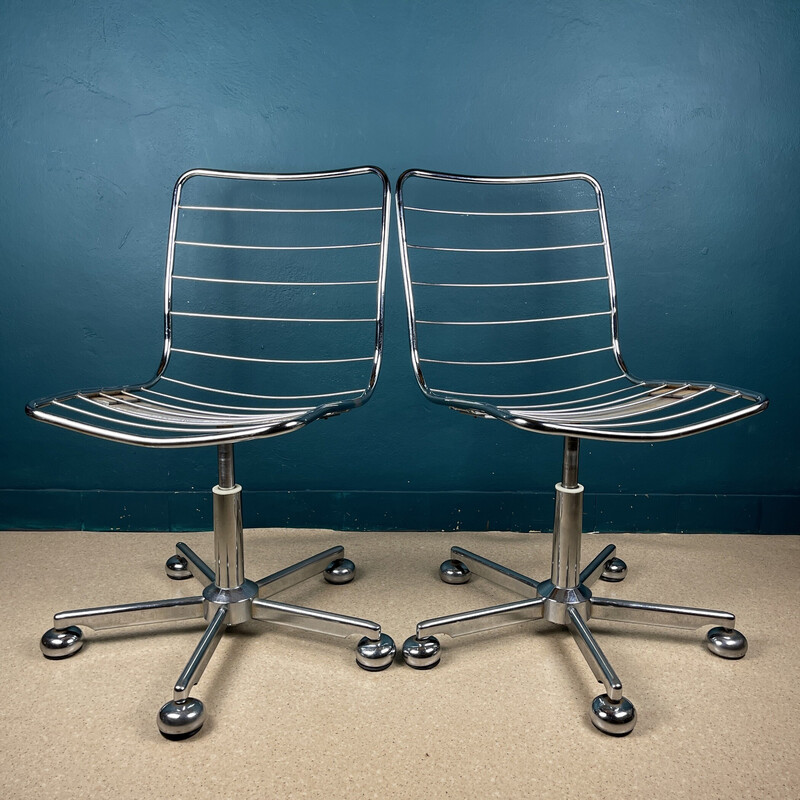 Pair of vintage italian desk chairs by Gastone Rinaldi, 1970s