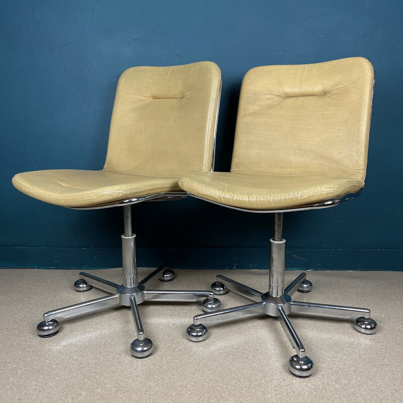 Pair of vintage italian desk chairs by Gastone Rinaldi, 1970s