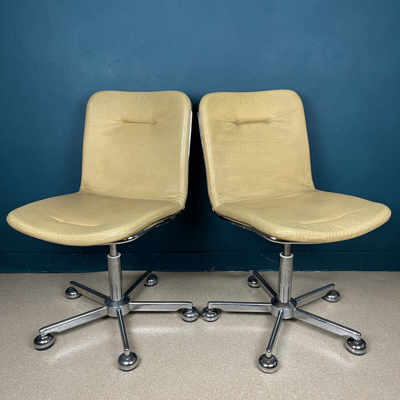 Paire de fauteuils de bureau italiennes vintage par Gastone Rinaldi, 1970