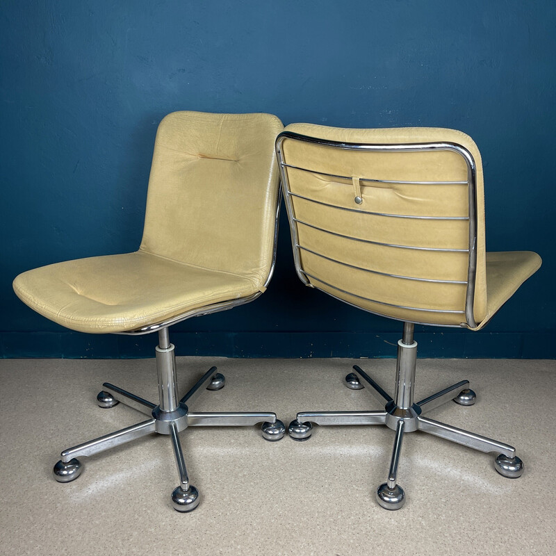 Paire de fauteuils de bureau italiennes vintage par Gastone Rinaldi, 1970