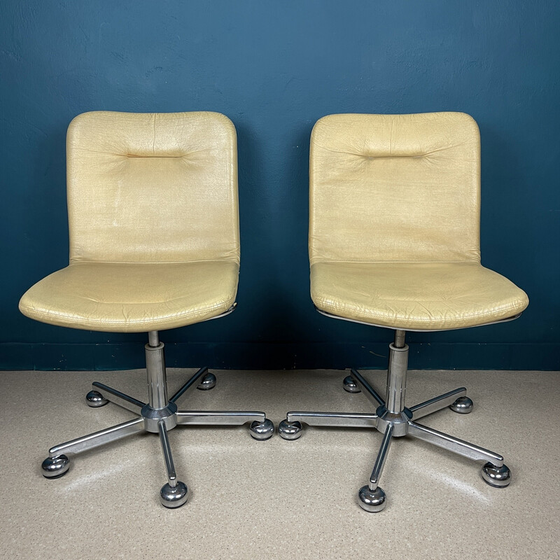 Paar vintage italiaanse bureaustoelen van Gastone Rinaldi, jaren 1970