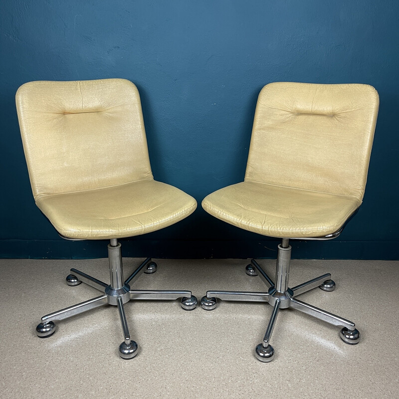 Paar vintage italiaanse bureaustoelen van Gastone Rinaldi, jaren 1970