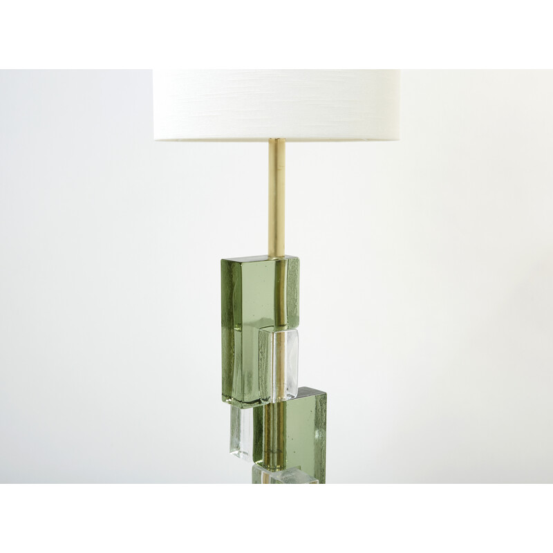 Pair of vintage Italian brass and Murano glass floor lamps, 1980