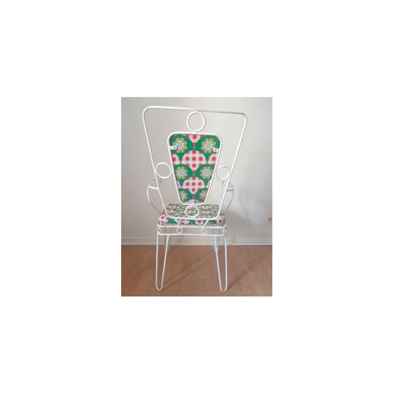 Vintage white metal armchair