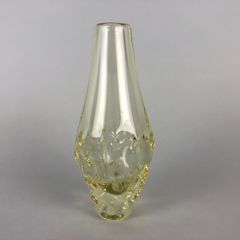 Vaso de vidro cítrico Vintage de Miloslav Klinger para Zelezny Brod Glassworks, 1960