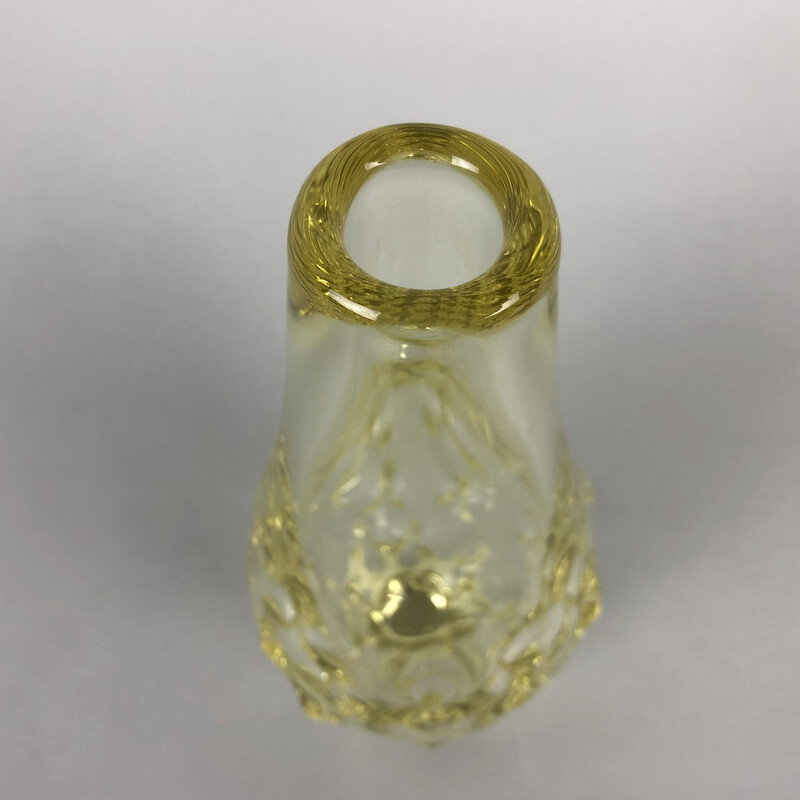 Jarrón vintage de cristal citrino de Miloslav Klinger para Zelezny Brod Glassworks, 1960