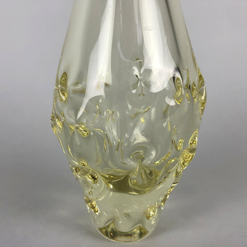 Vintage citrien glazen vaas van Miloslav Klinger voor Zelezny Brod Glassworks, 1960