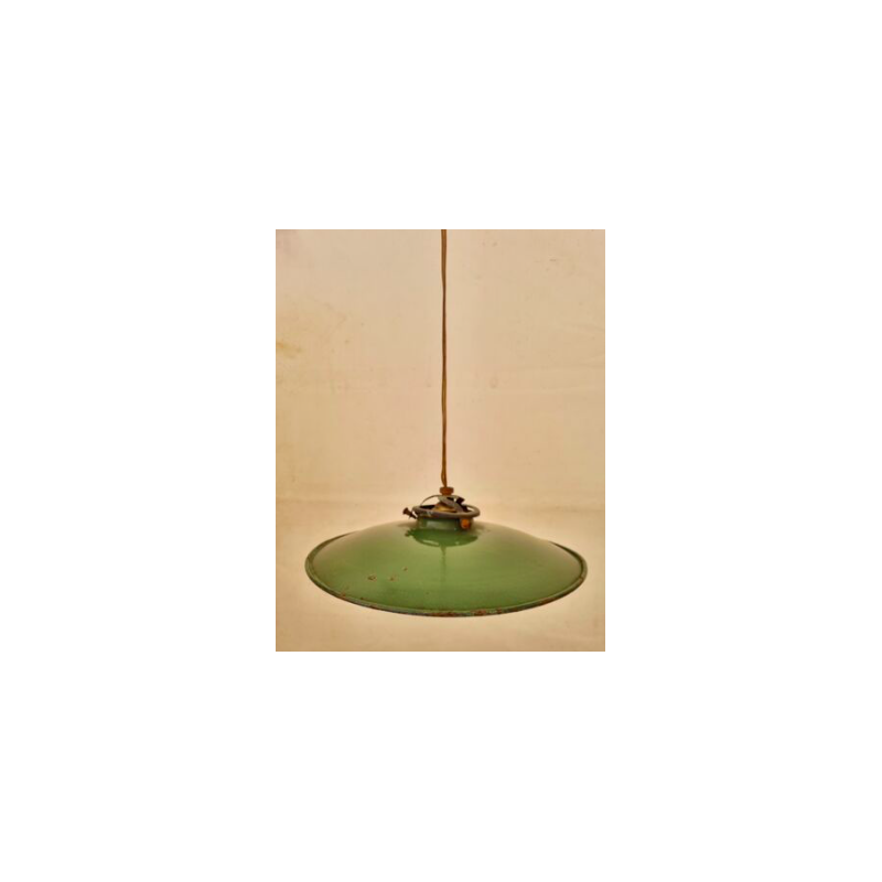 Vintage green metal saucer suspension, 1950