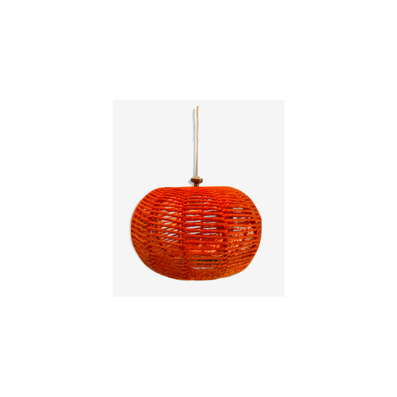 Vintage portable pendant lamp in orange rope