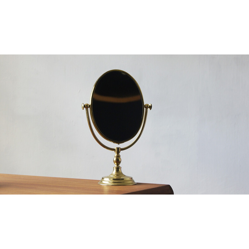 Mid century double sided brass table mirror, 1960s