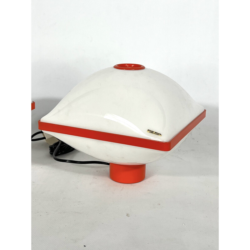 Pareja de lámparas de mesa vintage de la era espacial de Stilux Milano, 1970