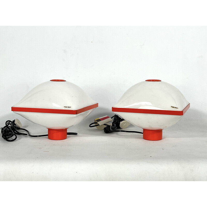 Pair of vintage space age table lamps by Stilux Milano, 1970