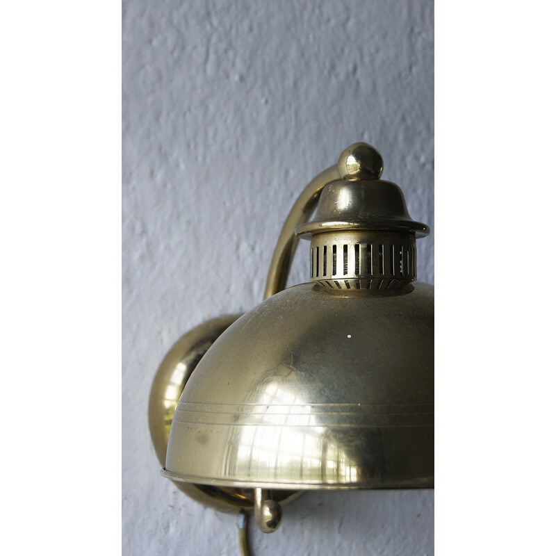 Vintage zweedse koperen wandlamp