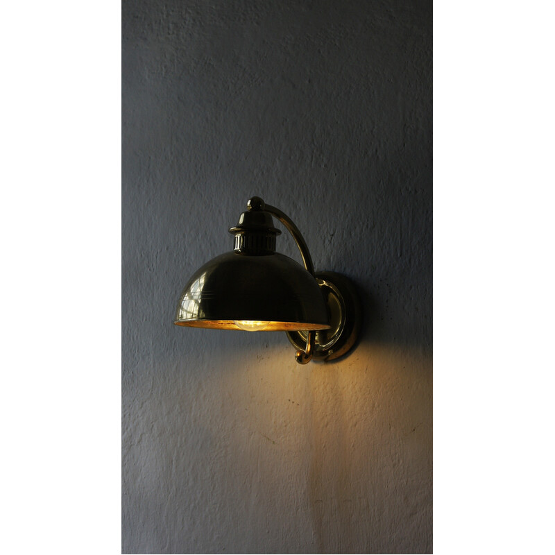 Lampada da parete vintage in ottone svedese