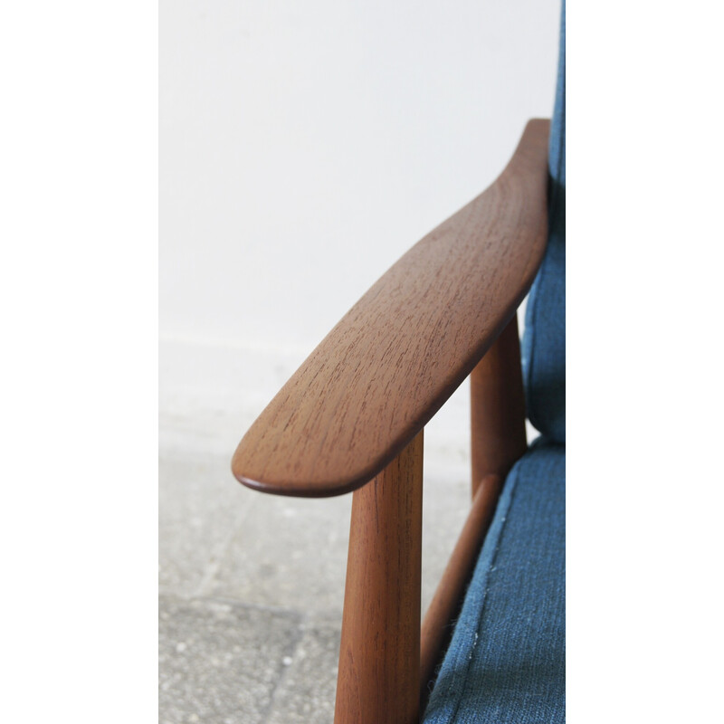 Scandinavische vintage Ge270 massief teakhouten fauteuil van Hans Wegner voor Getama, 1960