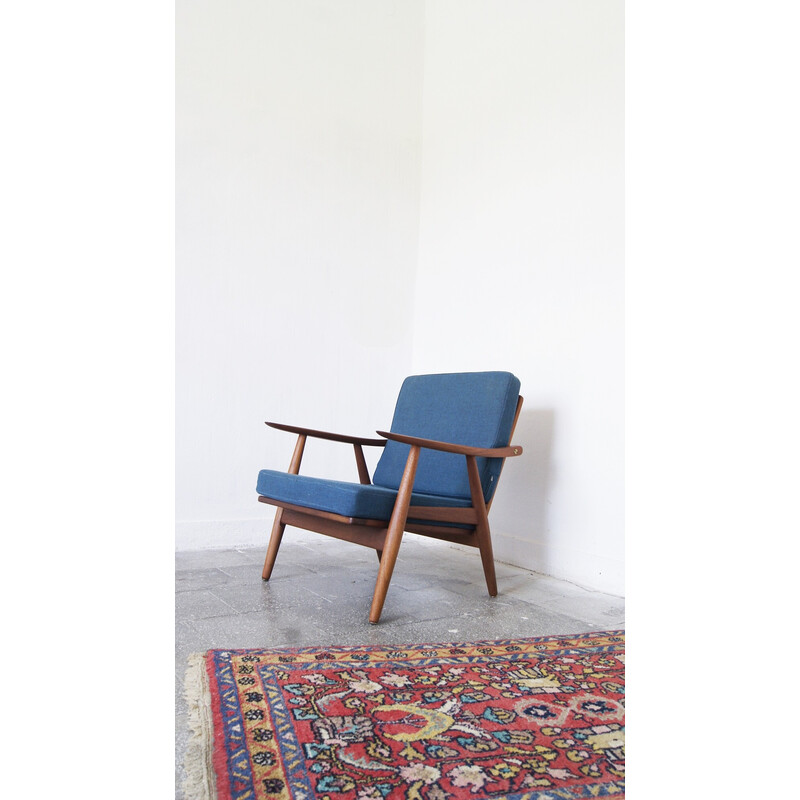 Poltrona scandinava vintage Ge270 in teak massiccio di Hans Wegner per Getama, 1960