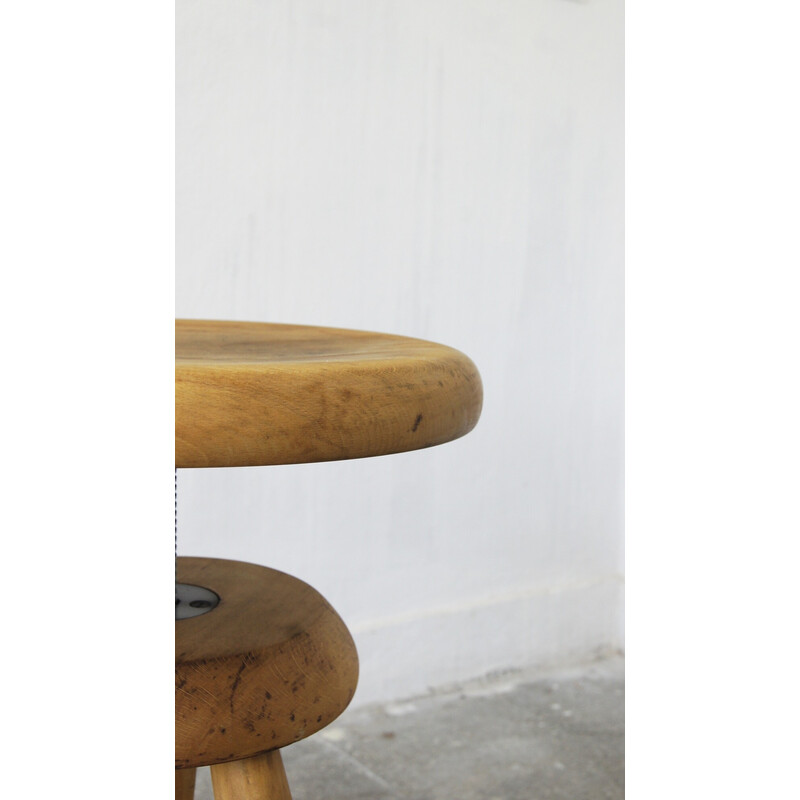 Vintage French artist wooden adjustable stool
