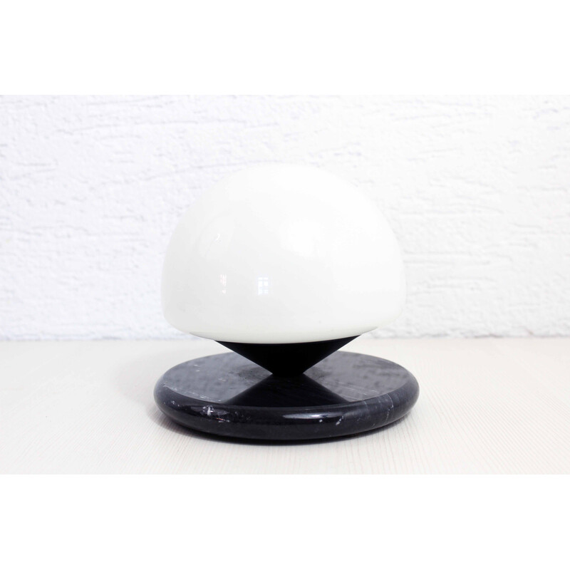 Vintage marble and opal glass mushroom lamp