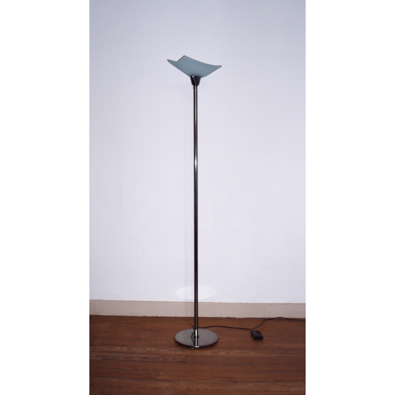 Valenti Italian vintage floor lamp in metal and glass - 1980s